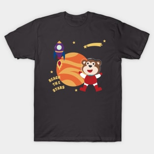 Space monkey or astronaut in a space suit with cartoon style T-Shirt